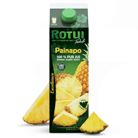Painapo Pineapple 100% pure pressed juice - Rotui - No added sugar - Queen Tahiti variety, Brick, front view