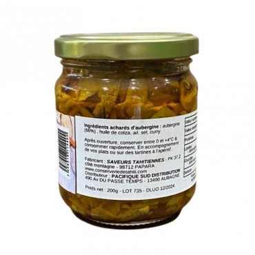 Eggplant pickles from the Conserverie de Tahiti 200g glass jar