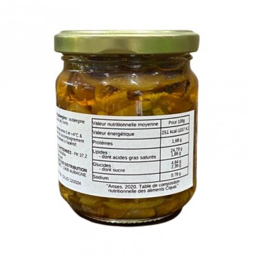 Eggplant pickles in 200g glass jar, nutritional values