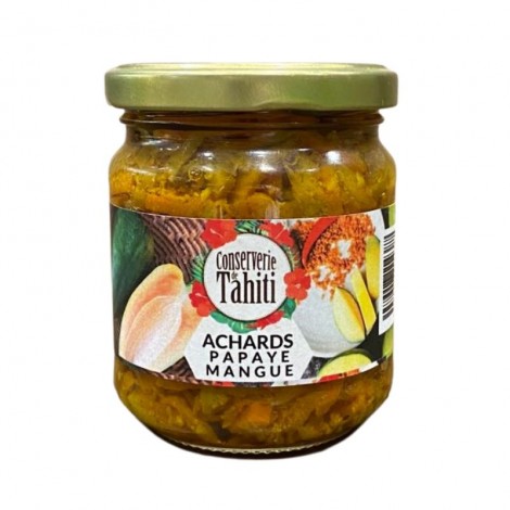 Achards de Papaye Mangue de la Conserverie de Tahiti Pot en verre 200g