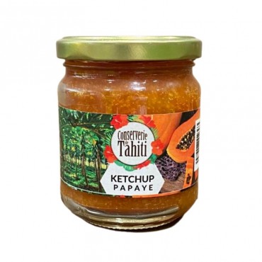 Ketchup de papaye, conserverie de tahiti, pot en verre 200g, vu de face