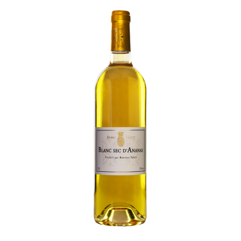 75cL glass bottle of Dry White Pineapple Wine - Queen Tahiti variety - Manutea